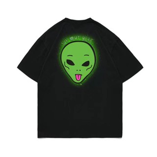 เสื้อยืดแขนสั้น ผ้าฝ้าย ทรงหลวม พิมพ์ลายเอเลี่ยน Ripndip สําหรับผู้ชาย และผู้หญิง