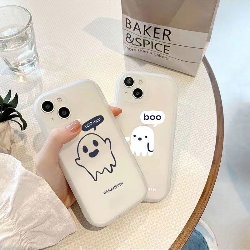 เคสโทรศัพท์มือถือ ซิลิโคนนิ่ม TPU ใส ลายการ์ตูนผีน่ารัก สําหรับ iPhone 15 11 14 Pro 12 13 Mini XS Max X XR 7 8 6 6S Plus SE2020