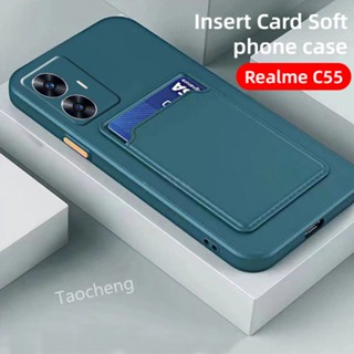 เคสโทรศัพท์ ซิลิโคนนิ่ม กันกระแทก พร้อมช่องใส่บัตร แฟชั่น สําหรับ Realme C51 C55 C53 RealmeC55 NFC 4G 2023