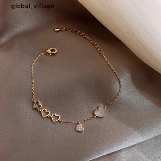 [global_village] สร้อยข้อมือ จี้รูปหัวใจน่ารัก ปรับได้ เครื่องประดับแฟชั่น สําหรับผู้หญิง ปาร์ตี้ ของขวัญ [TH]