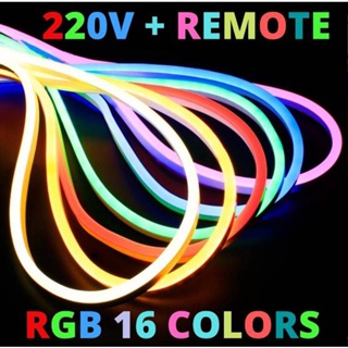 แถบไฟนีออน RGB LED 220V 10 20 30 40 50 มม. 16 สี พร้อมรีโมตคอนโทรล 12V สําหรับตกแต่ง