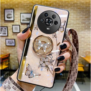 เคสโทรศัพท์มือถือ ลายผีเสื้อ พร้อมสายคล้อง สําหรับ Honor magic3 magic4 Pro