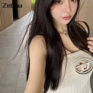 Zebina แขนกุดระวังเครื่องโลหะกลวงถักเซ็กซี่บางท่อสั้นด้านบน