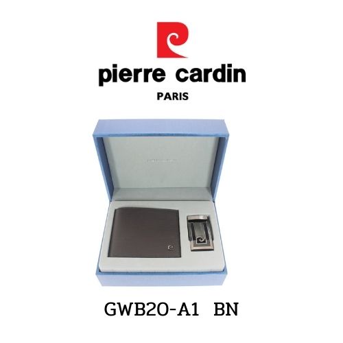 Pierre Cardin (ปีแอร์ การ์แดง) ชุดกิ๊ปเซ็ท กระเป๋าธนบัตร กระเป๋าตัง+เข็มขัด สายคาดเอว เข็มขัด Pierre Cardin Giftset