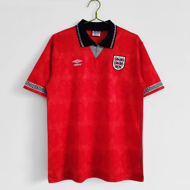 เสื้อกีฬาแขนสั้น ลายทีมชาติฟุตบอลอังกฤษ 1990 Season England Away สไตล์วินเทจ แห้งเร็ว ไซซ์ S-XXL สํา