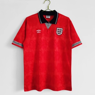 เสื้อกีฬาแขนสั้น ลายทีมชาติฟุตบอลอังกฤษ 1990 Season England Away สไตล์วินเทจ แห้งเร็ว ไซซ์ S-XXL สําหรับผู้ชาย