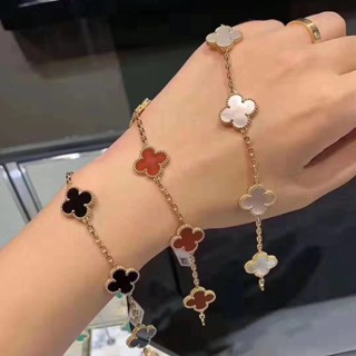 [พร้อมส่ง] Vca Van Cleef &amp; Arpels สร้อยข้อมือ สีทอง สีขาว