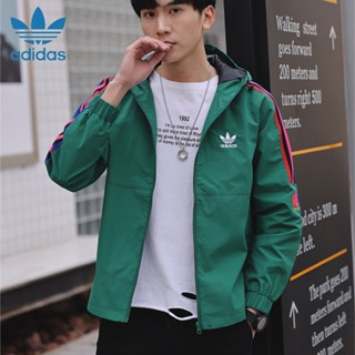 เสื้อกันลม มีฮู้ด ปักลายโลโก้ Adidas ของแท้ ใส่ได้ทั้งชาย และหญิง สําหรับเล่นกีฬา