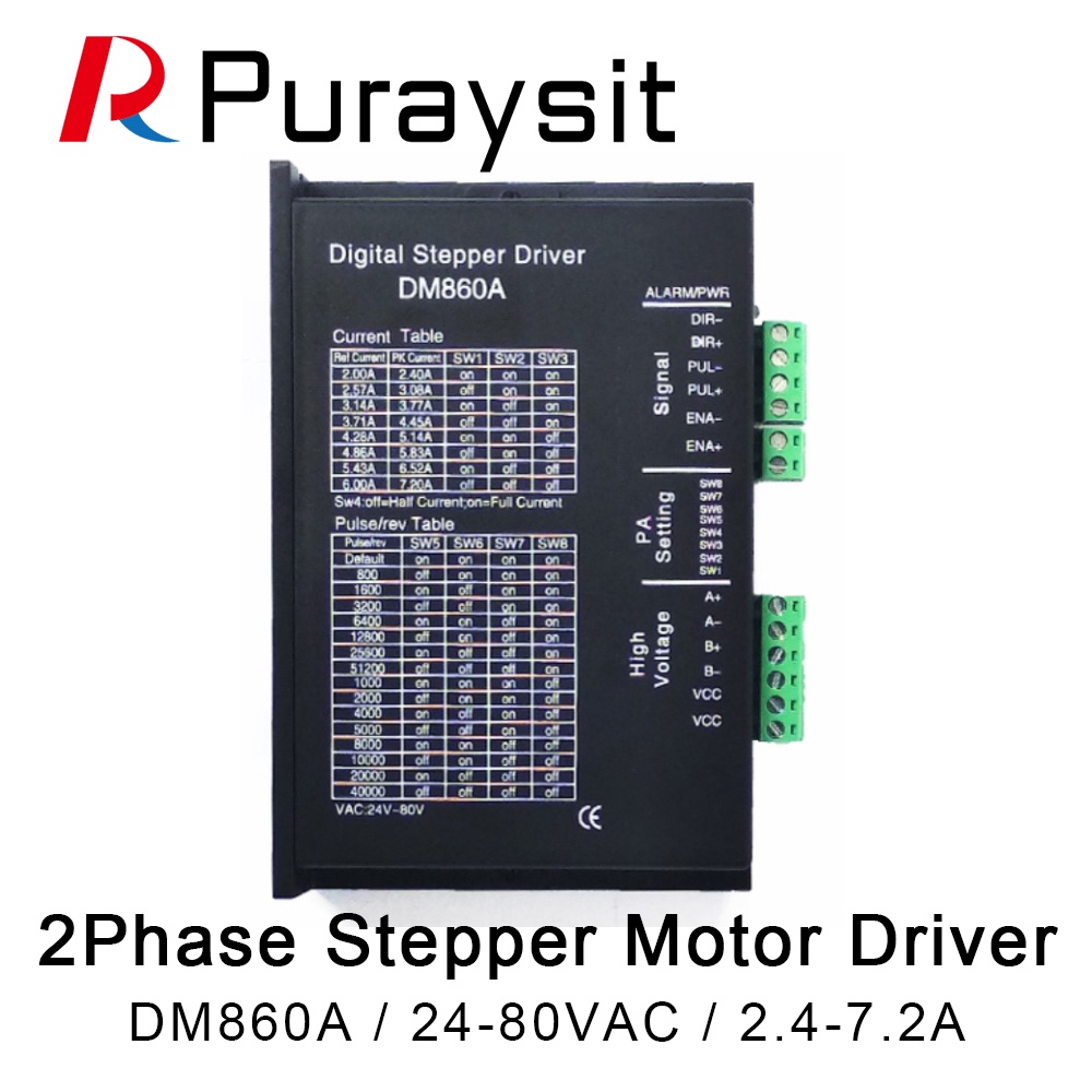 SZ Puraysit Puraysit 86 2Phase DM860A 24-80VAC 2.4-7.2A Digital Stepper Motor Driver เสียงต่ํา