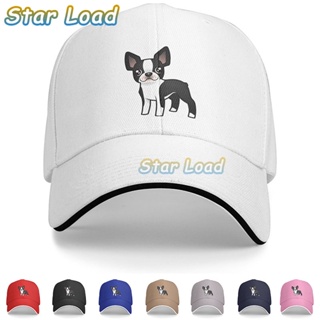 Ldnk 【พร้อมส่ง】Boston Terrier หมวกเบสบอล ผ้าฝ้าย ลายโลโก้สุนัข ปรับได้ สําหรับผู้ชาย ผู้หญิง