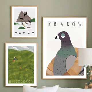 โปสเตอร์ภาพวาดผ้าใบ ลาย Poland Tatry Grassland Family Hiker สไตล์นอร์ดิก สําหรับตกแต่งผนังบ้าน ห้องนั่งเล่น