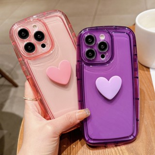 เคสโทรศัพท์มือถือแบบนิ่ม ใส กันกระแทก ลายหัวใจน่ารัก 3D DIY สําหรับ iPhone 11 Pro Max X XS Max XR 7 8 Plus