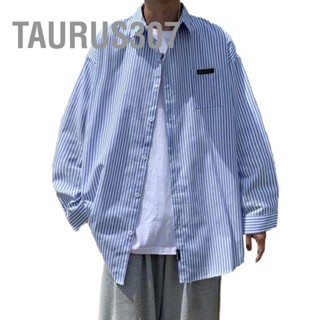 Taurus307 เสื้อเชิ้ต แขนยาว ลายทางแนวตั้ง สีสันสดใส เป็นมิตรกับผิว สําหรับผู้ชาย ออกเดท