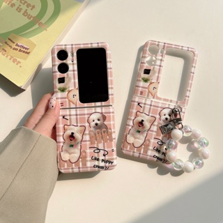 เคสโทรศัพท์มือถือแบบนิ่ม กันกระแทก ลายการ์ตูนสุนัขเท็ดดี้น่ารัก พร้อมจี้โซ่คล้อง สําหรับ OPPO Find N2 Flip 5G N2