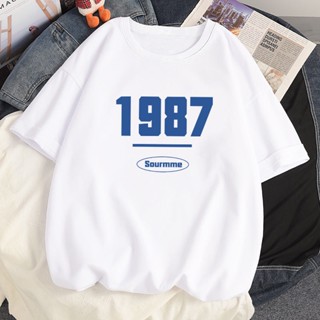 Summer  Women Tees 1987 Pattern Harajuku Anime Kawaii Tshirts Clothing Ulzzang Loose Short Sleeved Oversized T-shir_03