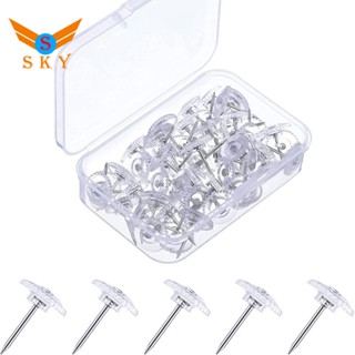 50Pcs Clear Push Pins Small Plastic Thumb Tacks Steel Point and Clear Plastic Head Pushpins for Cork Board