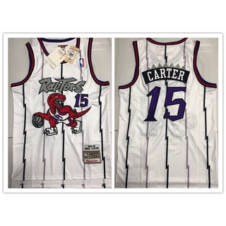 เสื้อเชิ้ตบาสเก็ตบอล ปักลาย Raptors Toronto 15 CARTER 2023NBA สีม่วง