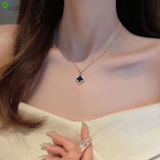 Double Side Fashion Four-leaf Clover Necklace for Women Elegant Chain Pendant Jewelry Accessories