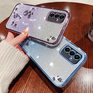 เคสโทรศัพท์ซิลิโคน TPU นิ่ม แบบใส ปิดด้านหลัง ลายดอกกุหลาบ ประดับพลอยเทียม กลิตเตอร์ ระยิบระยับ แฟชั่น สําหรับ Samsung Galaxy A82 5G 2 5G