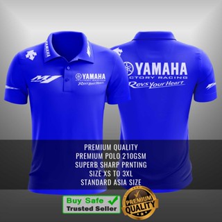 [LOGO Tee] เสื้อยืดโปโล คอปก ลาย Yamaha Factory Racing MotoGP สีฟ้า (ไซซ์ XS-3XL)