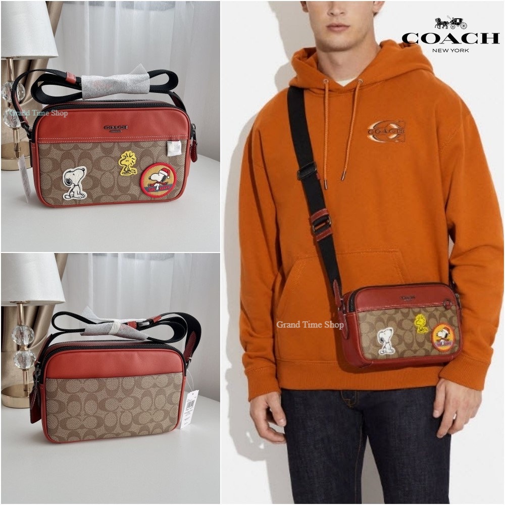 COACH 💯%  Coach CE746 X Peanuts Graham Crossbody With Patches In Gunmetal/Khaki Multi