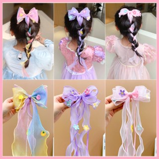 New Princess Hair Clip Flower Long Ribbon Bow Hair Clip Fashion Tassel Hair Clip Headwear