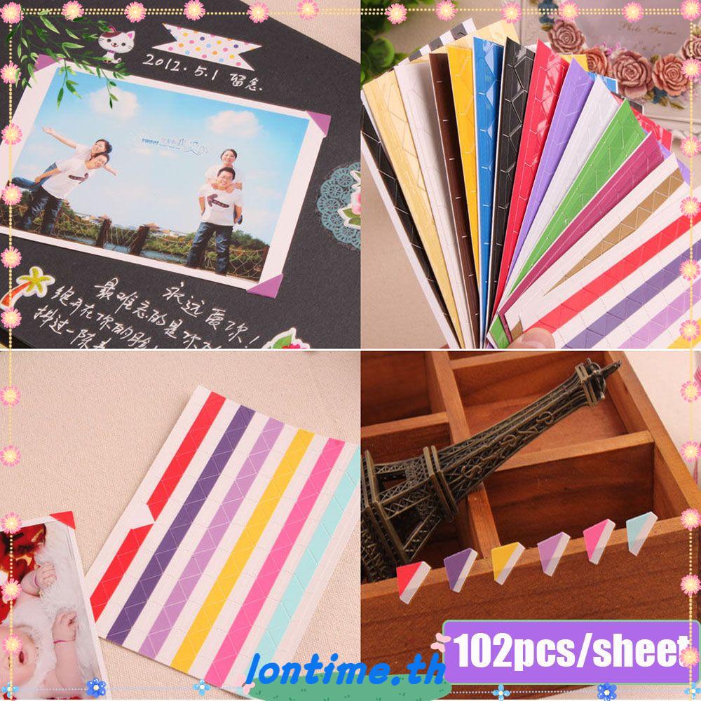 10 sheets DIY Colorful Photo Corner Scrapbook Paper Photo Albums Frame Picture Decoration PVC Sticke
