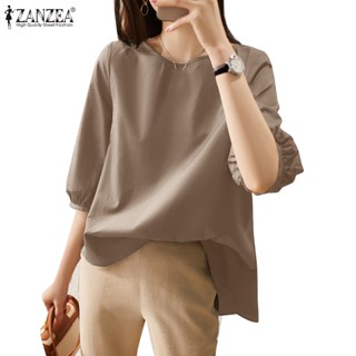 Zanzea เสื้อเบลาส์ คอกลม แขน 3/4 สไตล์เกาหลี สําหรับผู้หญิง