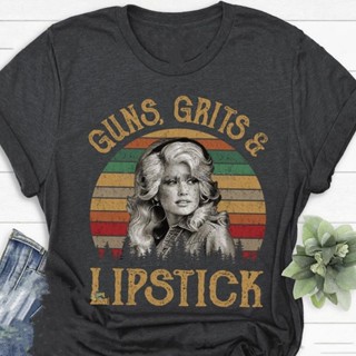 [S-5XL] เสื้อยืด พิมพ์ลาย Guns Dolly Parton สไตล์วินเทจ ฮาราจูกุ ของขวัญ สําหรับผู้ชาย และผู้หญิง