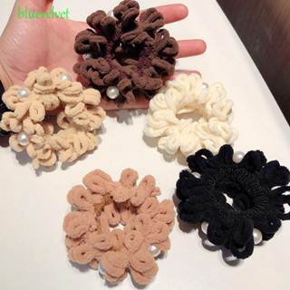 Bluevelvet ผ้าขนหนู ม็อบ Scrunchies หวาน ย้อนยุค เรียบง่าย ของขวัญ ยางรัดผม ยางรัดผม ประดับมุก หญิง สไตล์เกาหลี เชือกผม