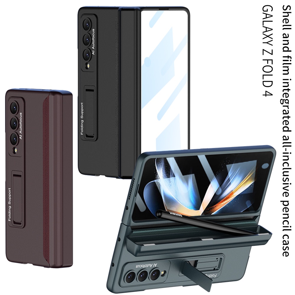 เคสดินสอ พร้อมปากกา และฟิล์มกระจกนิรภัยในตัว สําหรับ Samsung Galaxy Z Fold4 Fold3