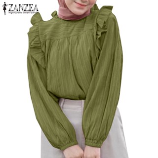 Zanzea เสื้อเบลาส์ เปิดไหล่ แขนยาว ยืดหยุ่น สําหรับผู้หญิงชาวมุสลิม