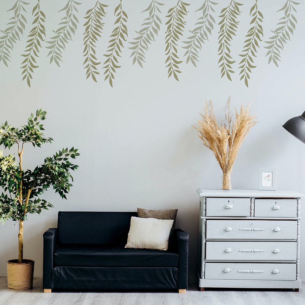 1pc BENECREAT Plant Themed Plastic Painting Stencils Willow Branches Reusable Drawing Template for Art Painting Scrabooking DIY Decor Walls Rooms and Furniture 30x21cm - รูปที่ 3