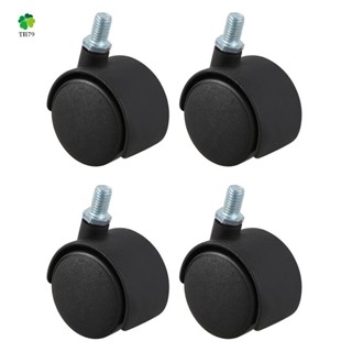 Plastic Swivel Caster 8mm Screw Stem 1.5-inch Dia Wheel 4 Pcs Black