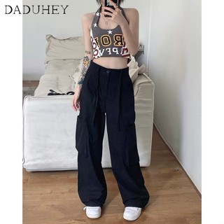 DaDuHey🎈 2023 Japanese Style Workwear Casual Pants Womens Summer Multi-Pocket Loose Thin Straight Pants Fashion Cargo Pants