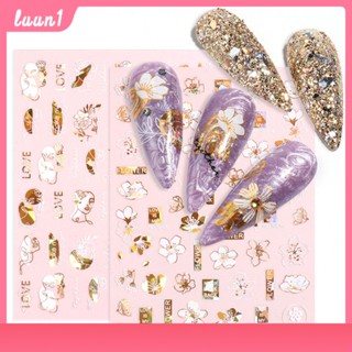 สติ๊กเกอร์ติดเล็บ ลายน่ารักมากๆ มาใหม่ New Nail Enhancement Stickers Ins Platinum Abstract Figure Flowers Leaves Animals And Plants English Back Glue Nail Stickers Cod