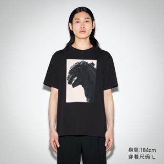 เสื้อยืดลําลอง ผ้าฝ้าย แขนสั้น คอกลม พิมพ์ลาย U Godzilla ทรงหลวม สวมใส่สบาย