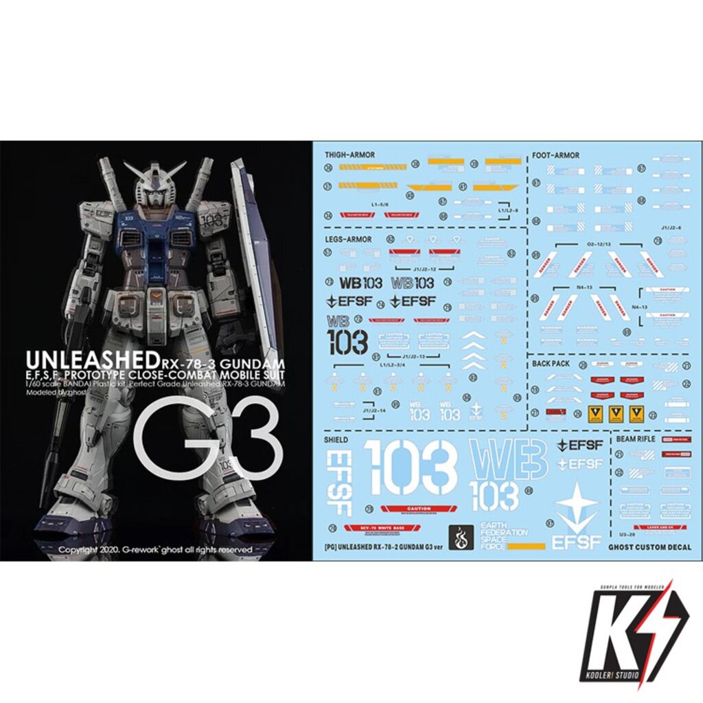 Waterdecal CG PG RX-78-2 Unleashed Ver.G3 #ดีคอลน้ำสำหรับติดกันพลา