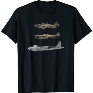 [S-5XL] เสื้อยืดผ้าฝ้าย 100% พิมพ์ลาย Raf Ww2 Wwii Fighter Planes Spitfire Hurricane Mosquito สําหรับผู้ชาย