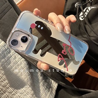 เคสโทรศัพท์มือถือแบบกระจก ไล่โทนสี กันกระแทก ลายสุนัข สําหรับ Iphone 11 14promax 13 12 14pro 13pro 14