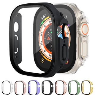 กระจกนิรภัย + เคส สําหรับ Apple Watch Ultra 49 มม. สายสมาร์ทวอทช์ PC กันชน + ตัวป้องกันหน้าจอ ฝาครอบ iwatch series อุปกรณ์เสริม