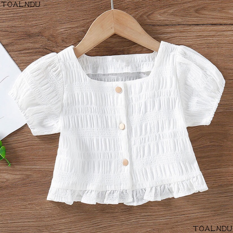 Dvtc เสื้อยืดแขนสั้น คอสี่เหลี่ยม แขนพอง แบบบาง ใส่สบาย เข้ากับทุกการแต่งกาย แฟชั่นฤดูร้อน สไตล์เกาหลี สําหรับเด็กผู้หญิง 2023 2023