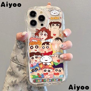 ✅เคสโทรศัพท์มือถือแบบนิ่ม ใส กันกระแทก ลายการ์ตูนครอบครัวชินจัง สําหรับ iPhone 14 13promax 12 11 7 8p xs r FFA6