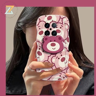 Zymello เคส OPPO A57 2022 4G A77S A16 A15 A54 A12 A3S A5 A7 A5S A15S A31 2020 A53 A9 2020 A5 2020 A96 A76 F9 F11 Pro เคสโทรศัพท์ซิลิโคนที่วางโทรศัพท์ซิลิโคน Wave Wave สตรอเบอร์รี่