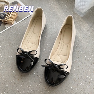 RENBEN ใหม่สแควร์ Toe Slip On แฟชั่นปากตื้น Bow Knot รองเท้าผู้หญิงอินเทรนด์