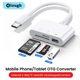 Elough เครื่องอ่านการ์ดหน่วยความจํา TF CF SD USB Type-C OTG สําหรับคอมพิวเตอร์ ปุ่มกดกล้อง