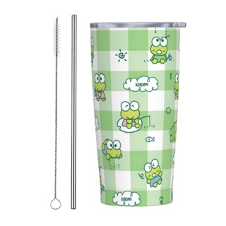 Sanrio KeroKeroKeroppi แก้วกาแฟ พร้อมหลอดดูด 20 ออนซ์ PS ด้านใน 304 ด้านนอก 201