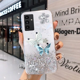 ใหม่ เคสโทรศัพท์มือถือ TPU แบบนิ่ม ลายผีเสื้อ พร้อมสายคล้องมือ สีม่วง สําหรับ Samsung Galaxy A14 A34 A54 A04e LTE 5G 4G GalaxyA54 GalaxyA34 2023