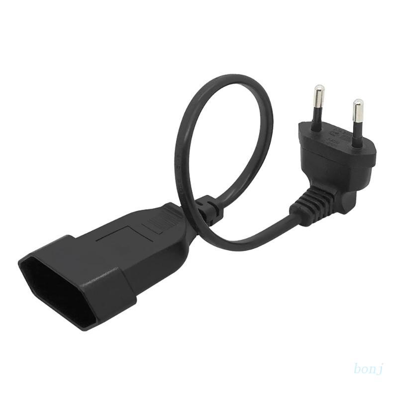 bonj 30cm EU Power Adapter Cord, 90 Degree Angled European Round 2Pin Male to Female Plug Socket Extension Cable Line