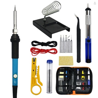 Joyday  15 PCS Soldering  Kit with Storage Bag 60W Handheld Soldering  Adjustable Temperature Fast Heating Ceramic Core Electric Soldering Iron Welding Tool for Repair Home D